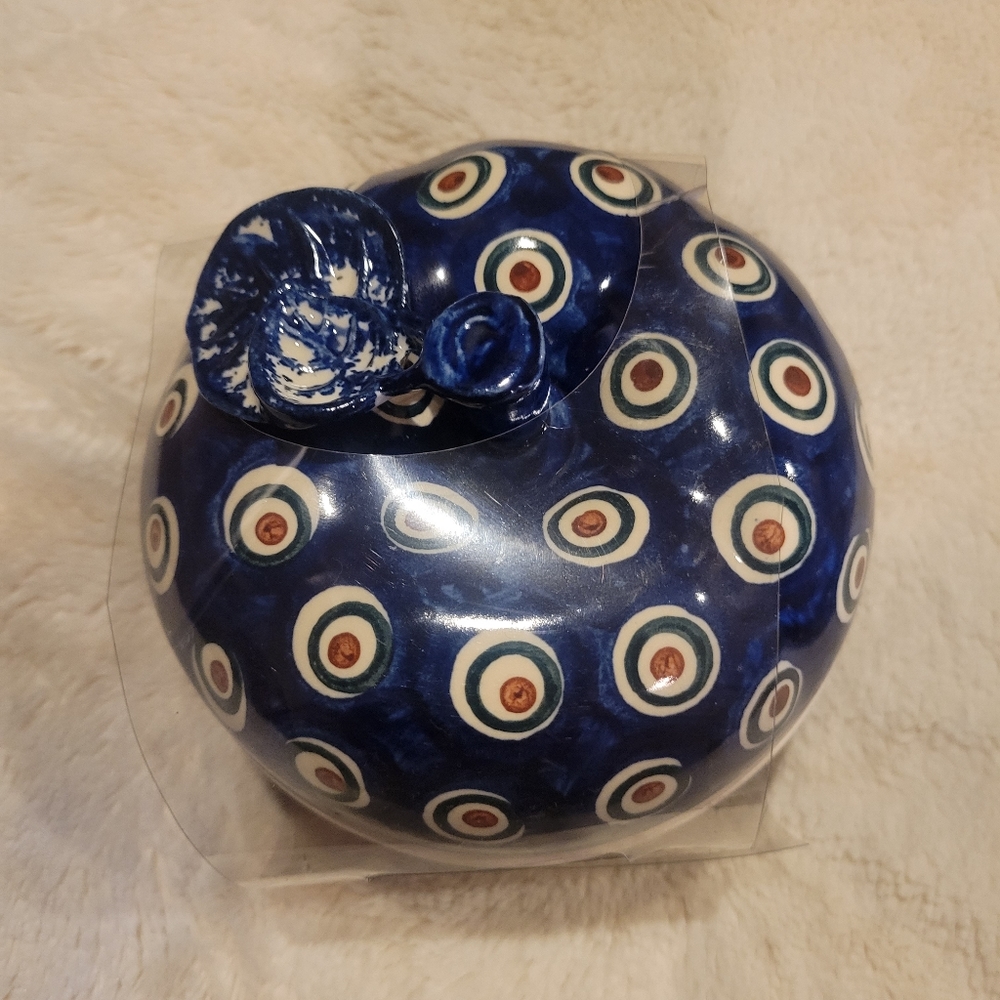 About 5" Apple Shaped Jar Polish pottery